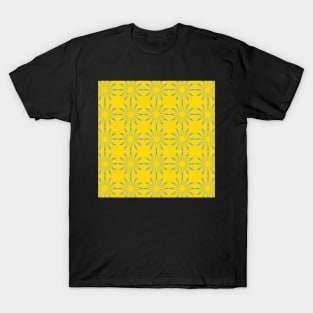 Blue star shaped flowers on yellow background T-Shirt